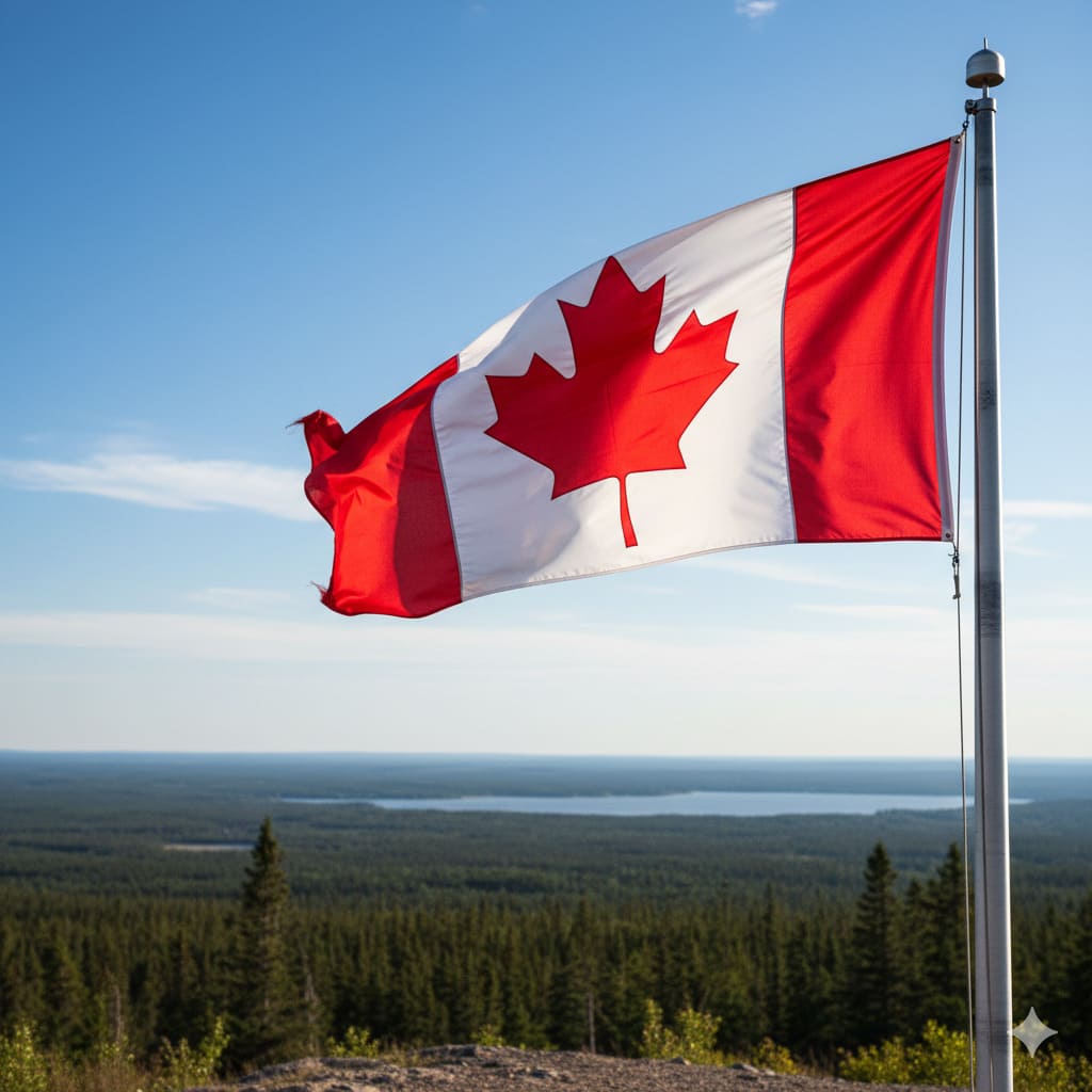 Canadian flag waving